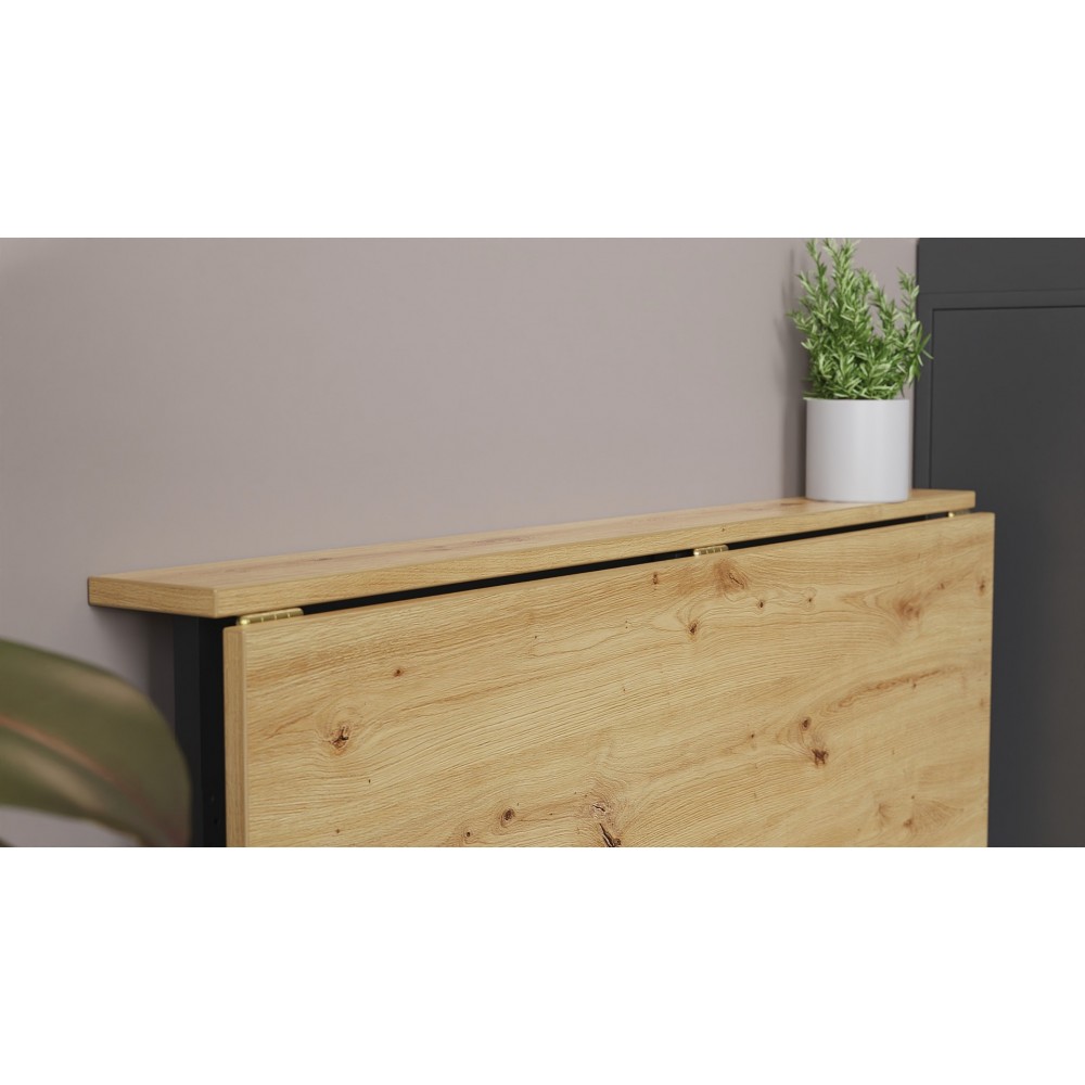 Стол раскладной Морис 900 Ferrum-decor 750x900x500 Черный металл ДСП Дуб Артизан 16 мм (FRD-107316)