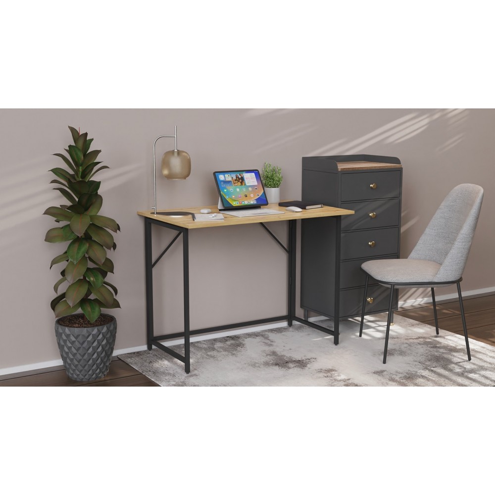 Стол раскладной Морис 900 Ferrum-decor 750x900x500 Черный металл ДСП Дуб Артизан 16 мм (FRD-107316)
