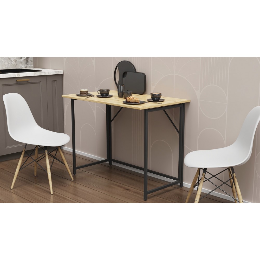 Стол раскладной Морис 900 Ferrum-decor 750x900x500 Черный металл ДСП Дуб Артизан 16 мм (FRD-107316)