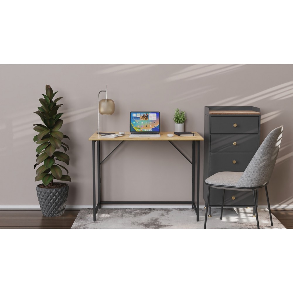 Стол раскладной Морис 900 Ferrum-decor 750x900x500 Черный металл ДСП Дуб Артизан 16 мм (FRD-107316)