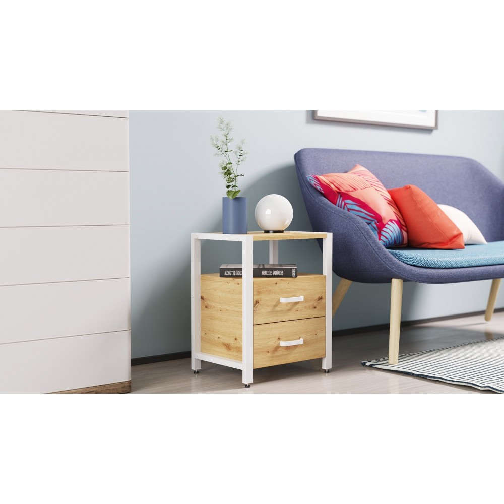 Тумба универсальная Ferrum-decor Вивьен 2/2 50x41x40 белый ДСП Дуб Артизан 16мм (FRD-106866)