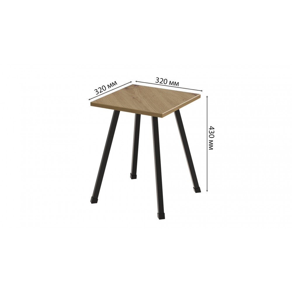 Табурет Ferrum-decor 430x320x320 Чорний метал ДСП Дуб Артизан 16 мм (FRD-106916)