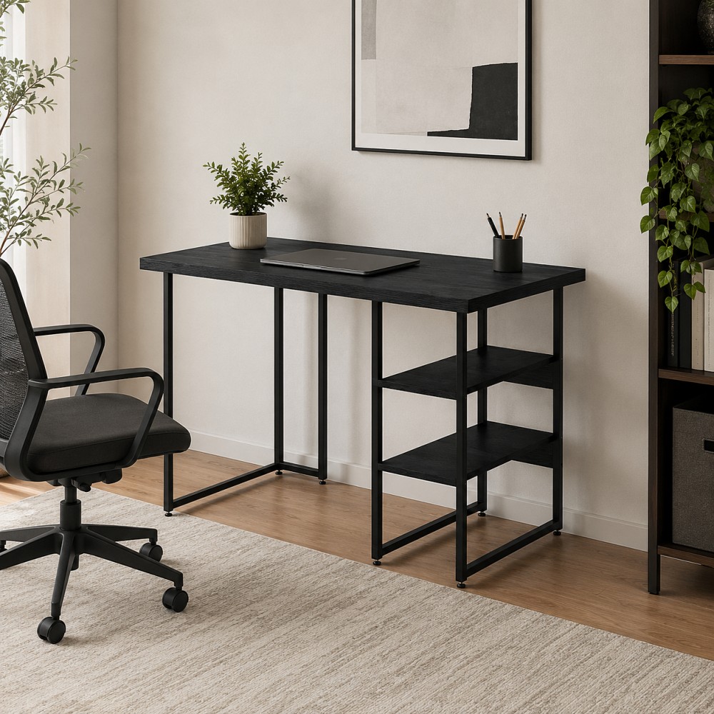 Стол письменный Кевин Ferrum-decor 75x140x60 Черный металл ДСП Каштан Арвадонна 32 мм (FRD-108096)