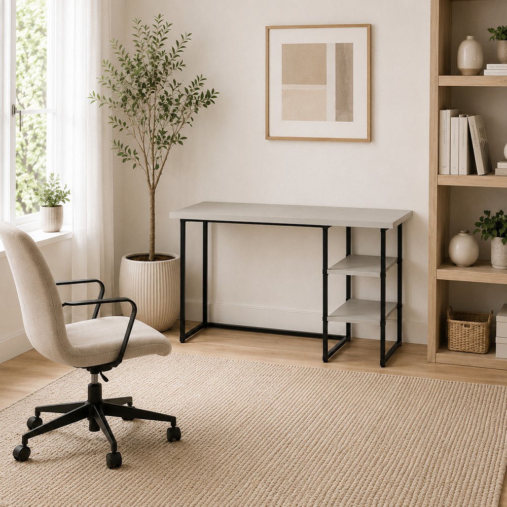 Стол письменный Кевин Ferrum-decor 75x120x60 Черный металл ДСП Кашемир 32 мм (FRD-108126)