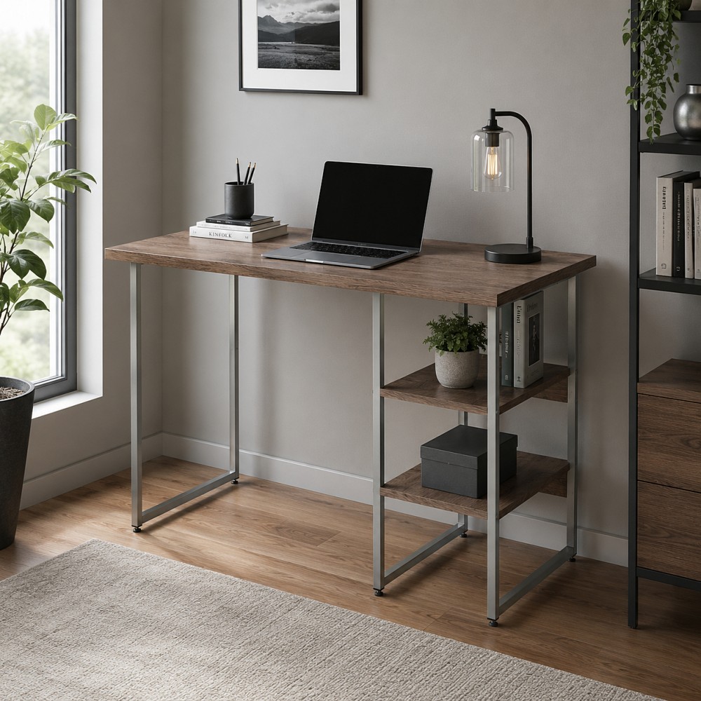Стол письменный Кевин Ferrum-decor 75x140x60 Серый металл ДСП Дуб Кремона Канолло 32 мм (FRD-108026)