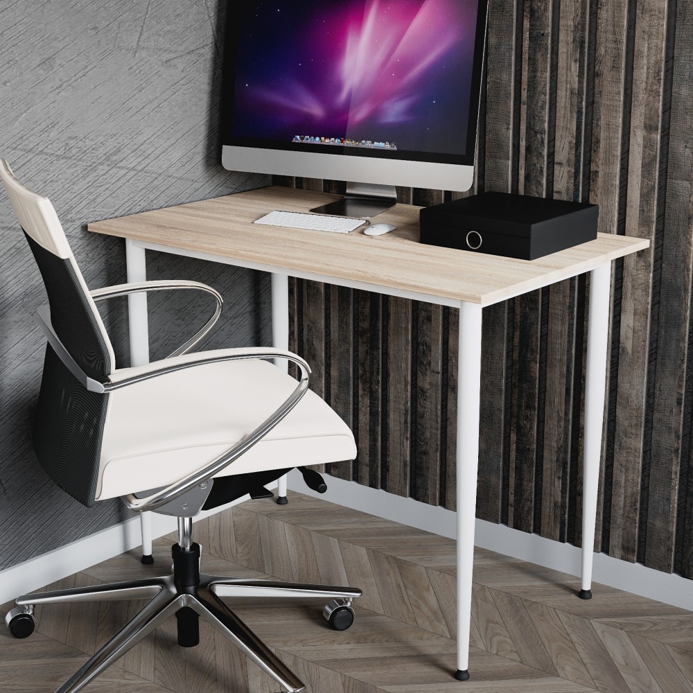 Стол универсальный Prime Ferrum-decor 750x1000x700 Белый металл ДСП Дуб Сонома 16 мм (FRD-107716)