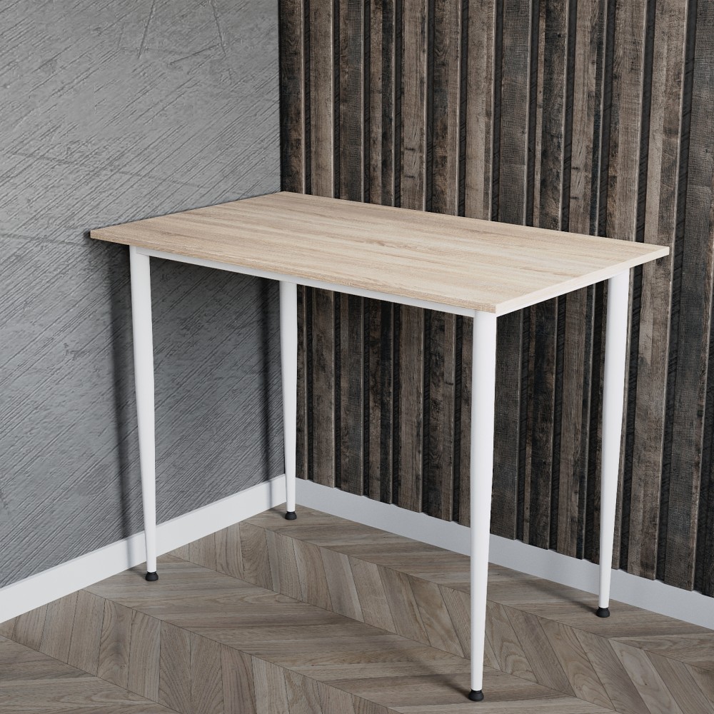Стол универсальный Prime Ferrum-decor 750x1000x700 Белый металл ДСП Дуб Сонома 16 мм (FRD-107716)