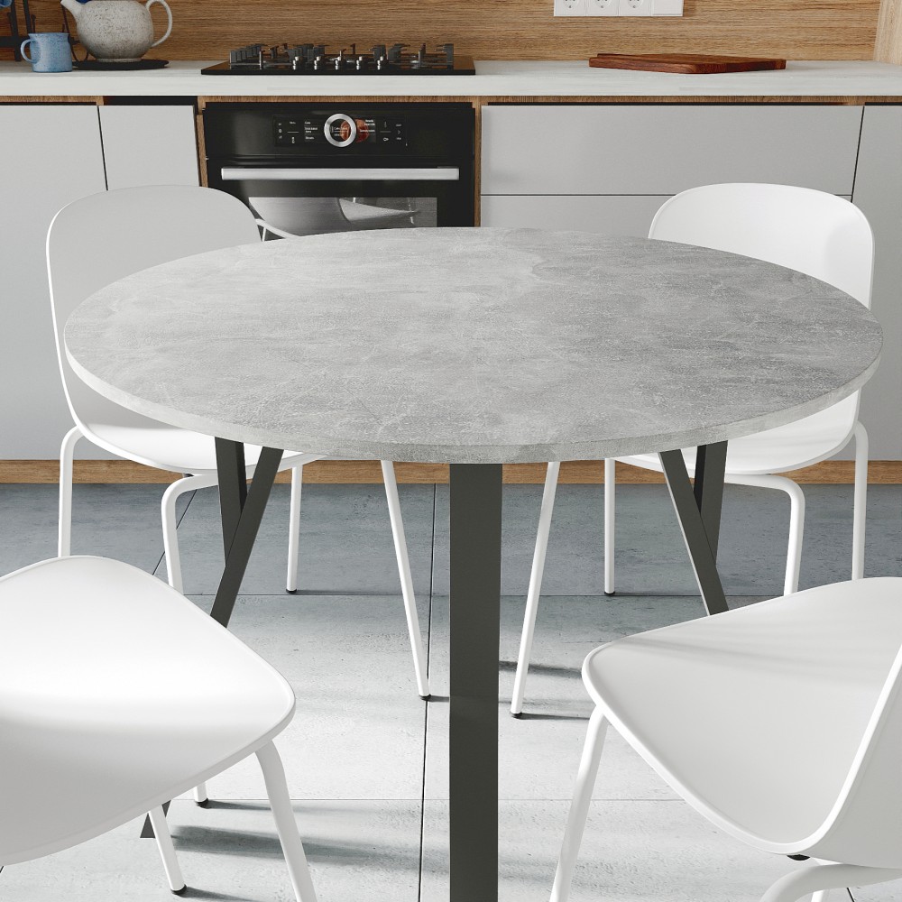 Круглий стіл MARSI 4 870-4 ніжки конусні Ferrum-decor 750x870x870 Чорний метал ДСП Бетон 16 мм (FRD-107436)