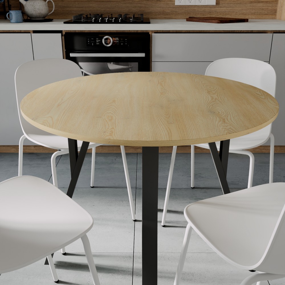 Круглий стіл MARSI 4 870-4 ніжки конусні Ferrum-decor 750x870x870 Чорний метал ДСП Дуб Кремона Торро 16 мм (FRD-107526)