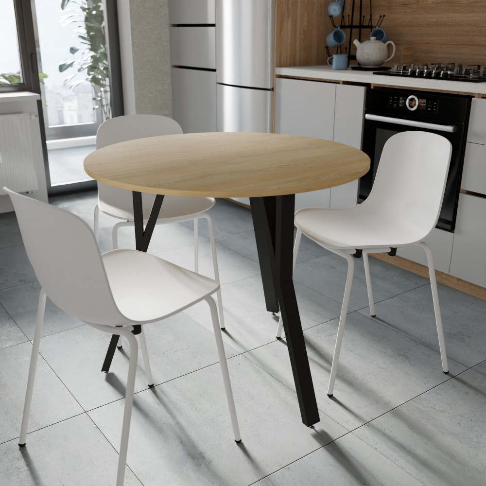 Круглий стіл MARSI 3 870-3 Ferrum-decor 750x870x870 Чорний метал ДСП Дуб Кремона Торро 16 мм (FRD-107516)