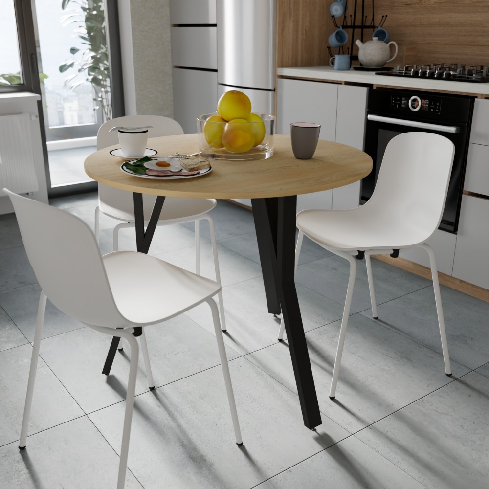 Круглий стіл MARSI 3 870-3 Ferrum-decor 750x870x870 Чорний метал ДСП Дуб Кремона Торро 16 мм (FRD-107516)