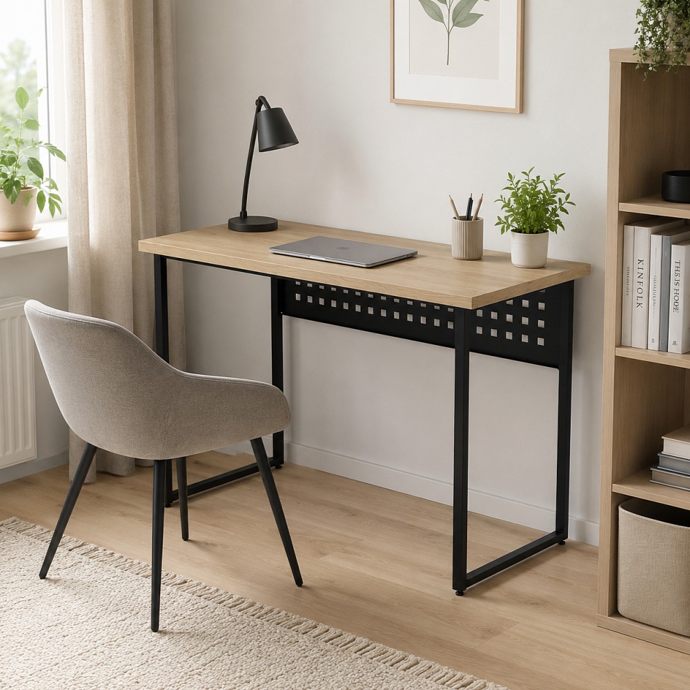 Стол письменный Майк Ferrum-decor 75x100x60 Черный металл ДСП Дуб Кремона Торро 32 мм (FRD-108336)