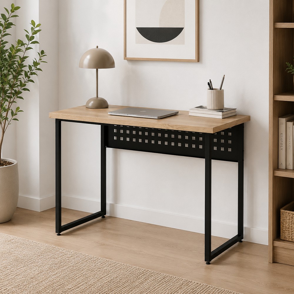 Стол письменный Майк Ferrum-decor 75x100x60 Черный металл ДСП Дуб Кремона Торро 32 мм (FRD-108336)
