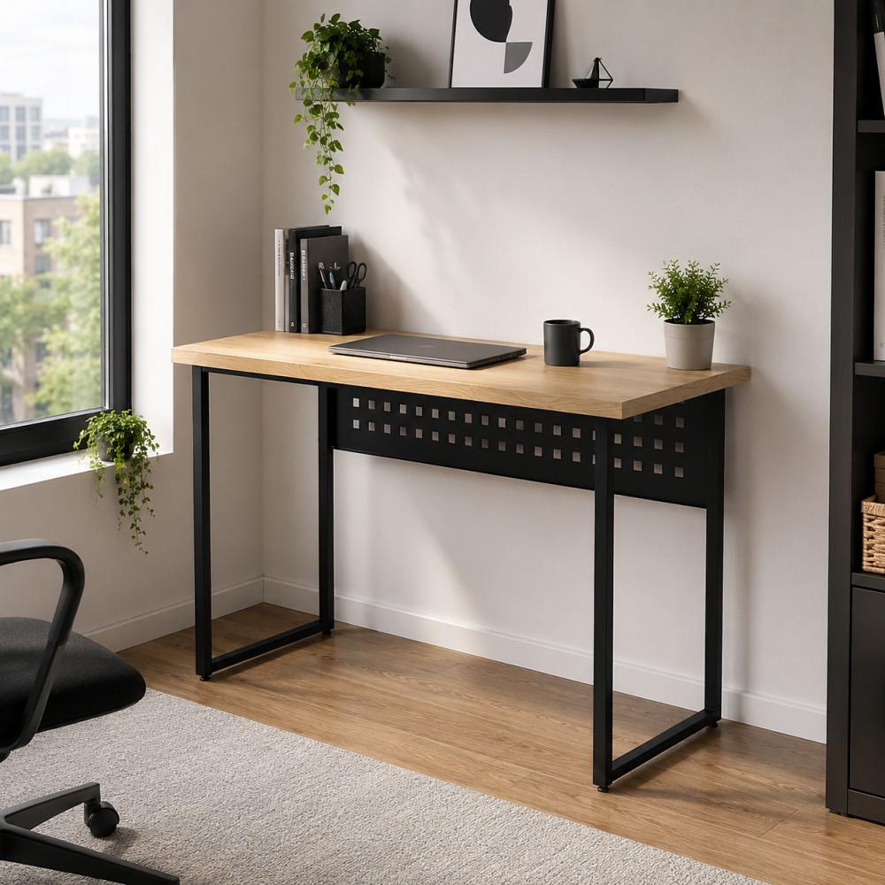 Стол письменный Майк Ferrum-decor 75x100x60 Черный металл ДСП Дуб Кремона Торро 32 мм (FRD-108336)