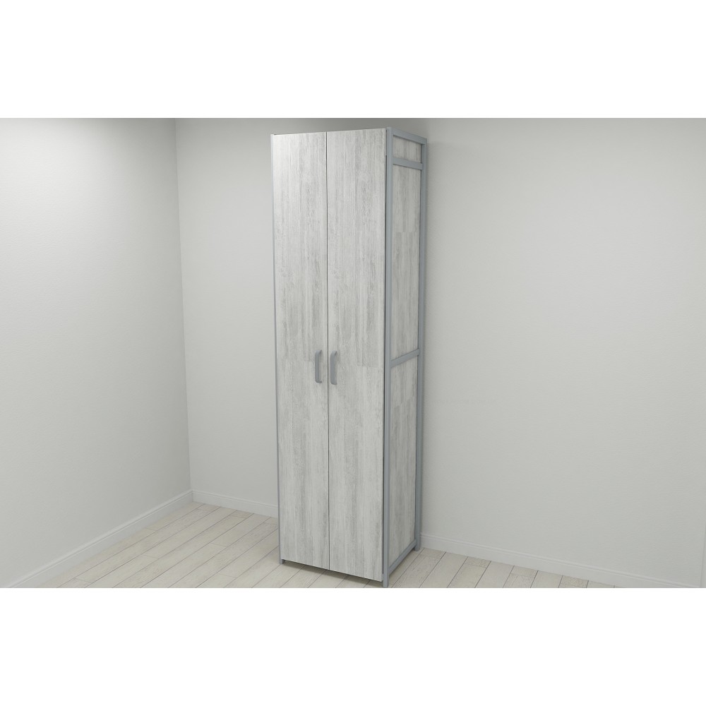 Шкаф Гардероб Уни секция 7 серии Конект Ferrum-decor 220x60x50см Серый металл ДСП Бетон 16 мм (FRD-106906)