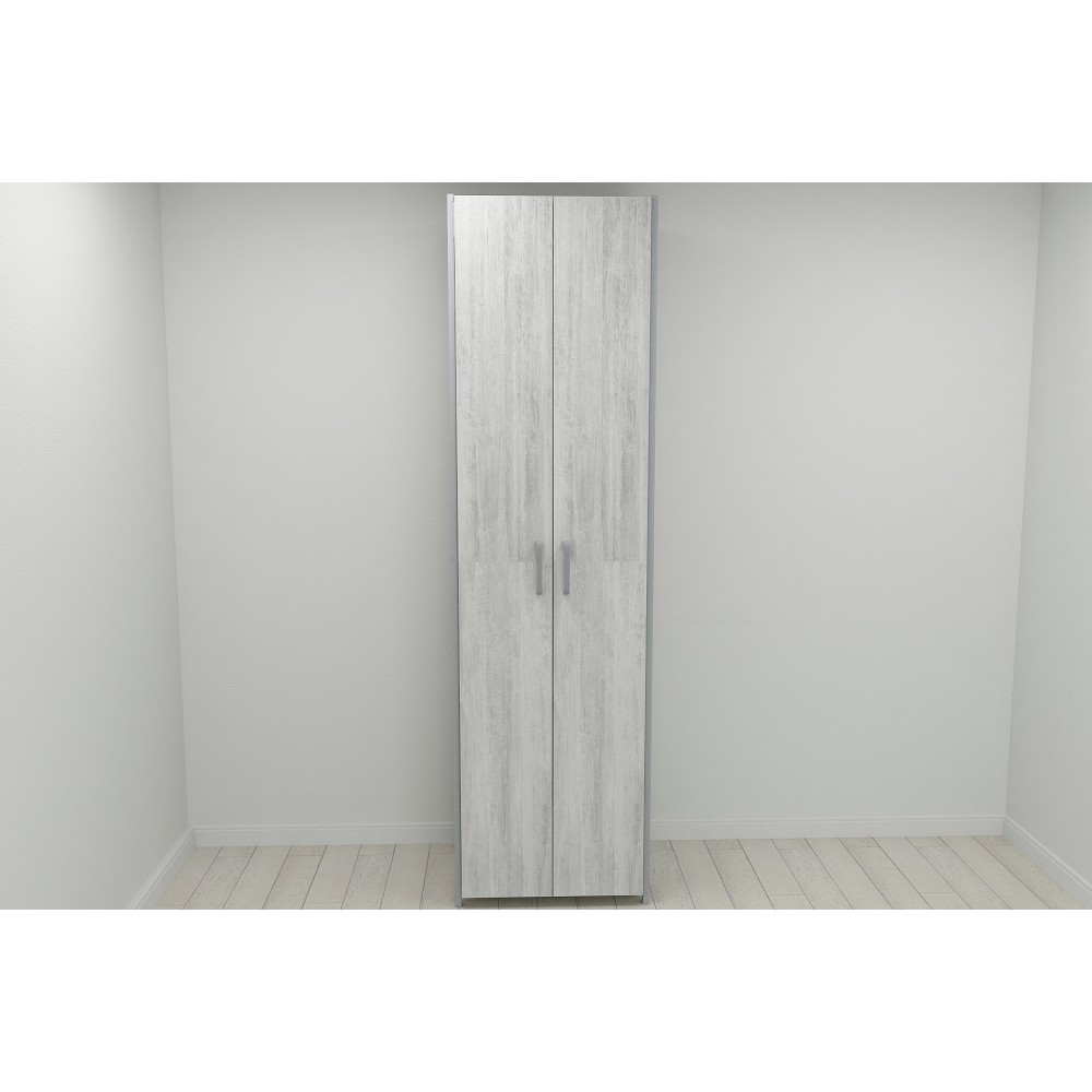 Шкаф Гардероб Уни секция 7 серии Конект Ferrum-decor 220x60x50см Серый металл ДСП Бетон 16 мм (FRD-106906)
