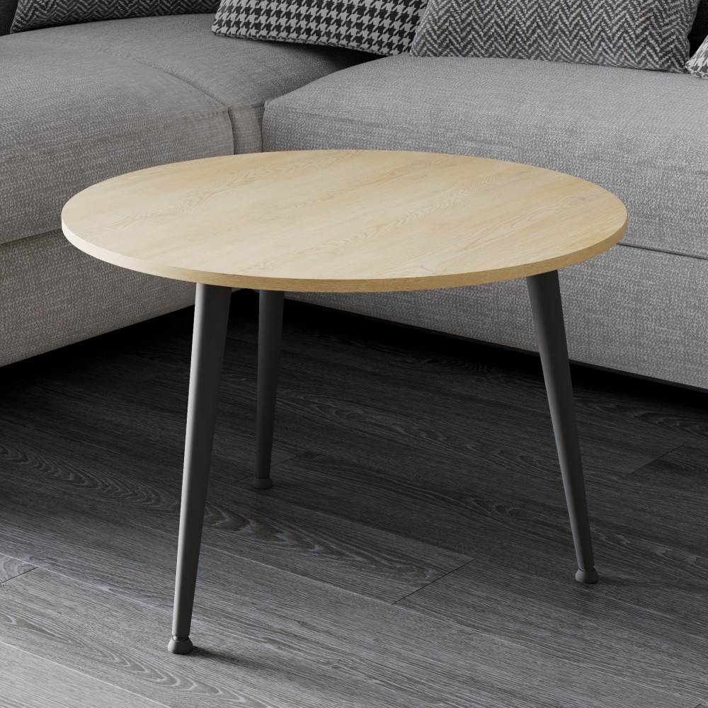 Стол журнальный круглый OPTIMA 1 ноги на конус Ferrum-decor 450x670x670 Черный металл ДСП Дуб Кремона Торро 16 мм (FRD-107536)