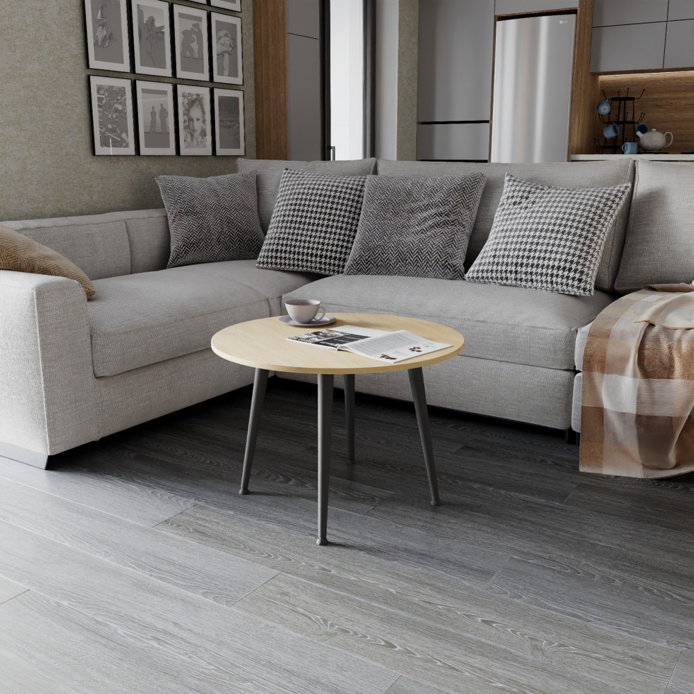 Журнальний круглий стіл OPTIMA 2 ніжки конусні Ferrum-decor 450x670x670 Чорний метал ДСП Дуб Кремона Торро 16 мм (FRD-107546)