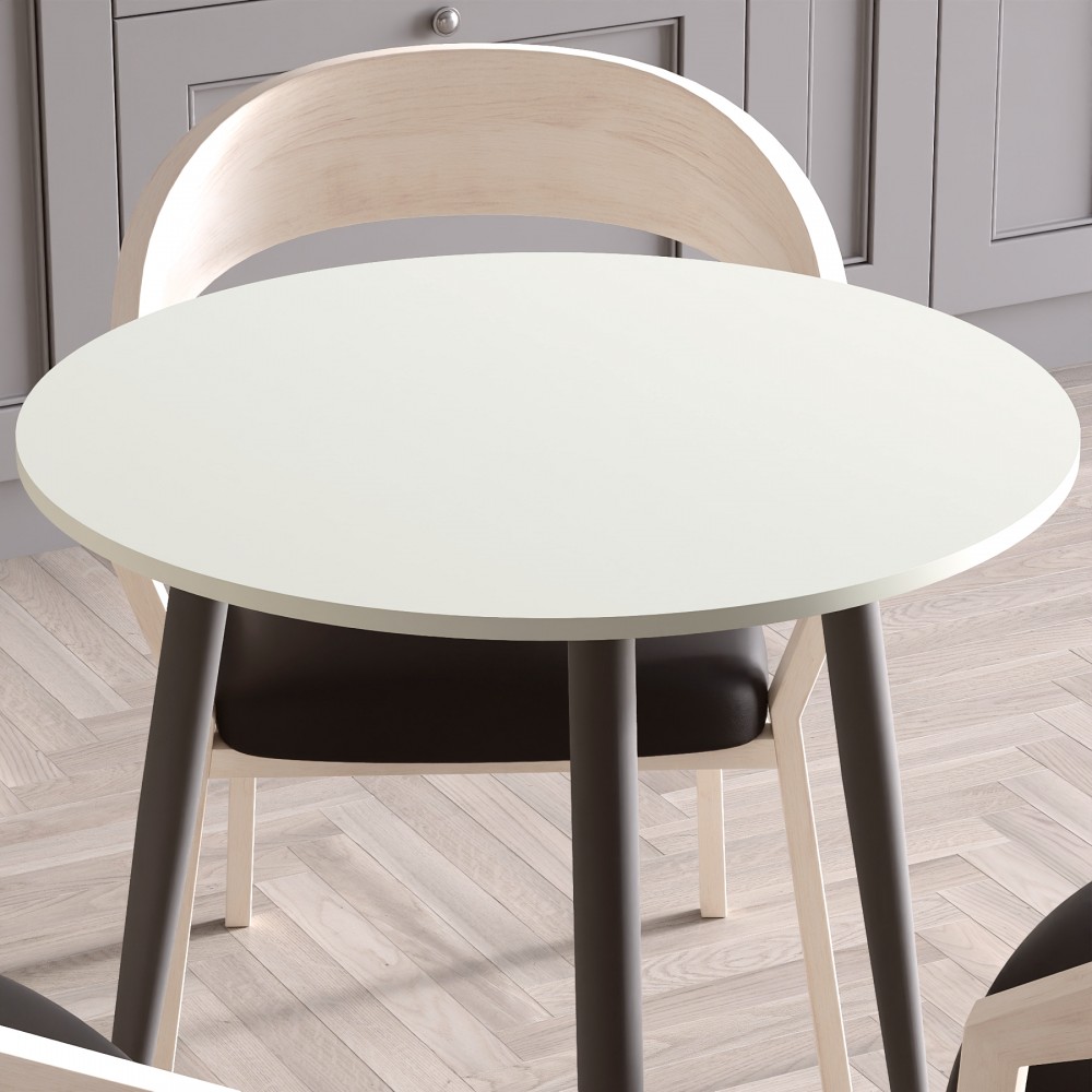 Стол круглый OPTIMA 3 ноги на конус Ferrum-decor 750x670x670 Черный металл ДСП Кашемир 16 мм (FRD-107556)