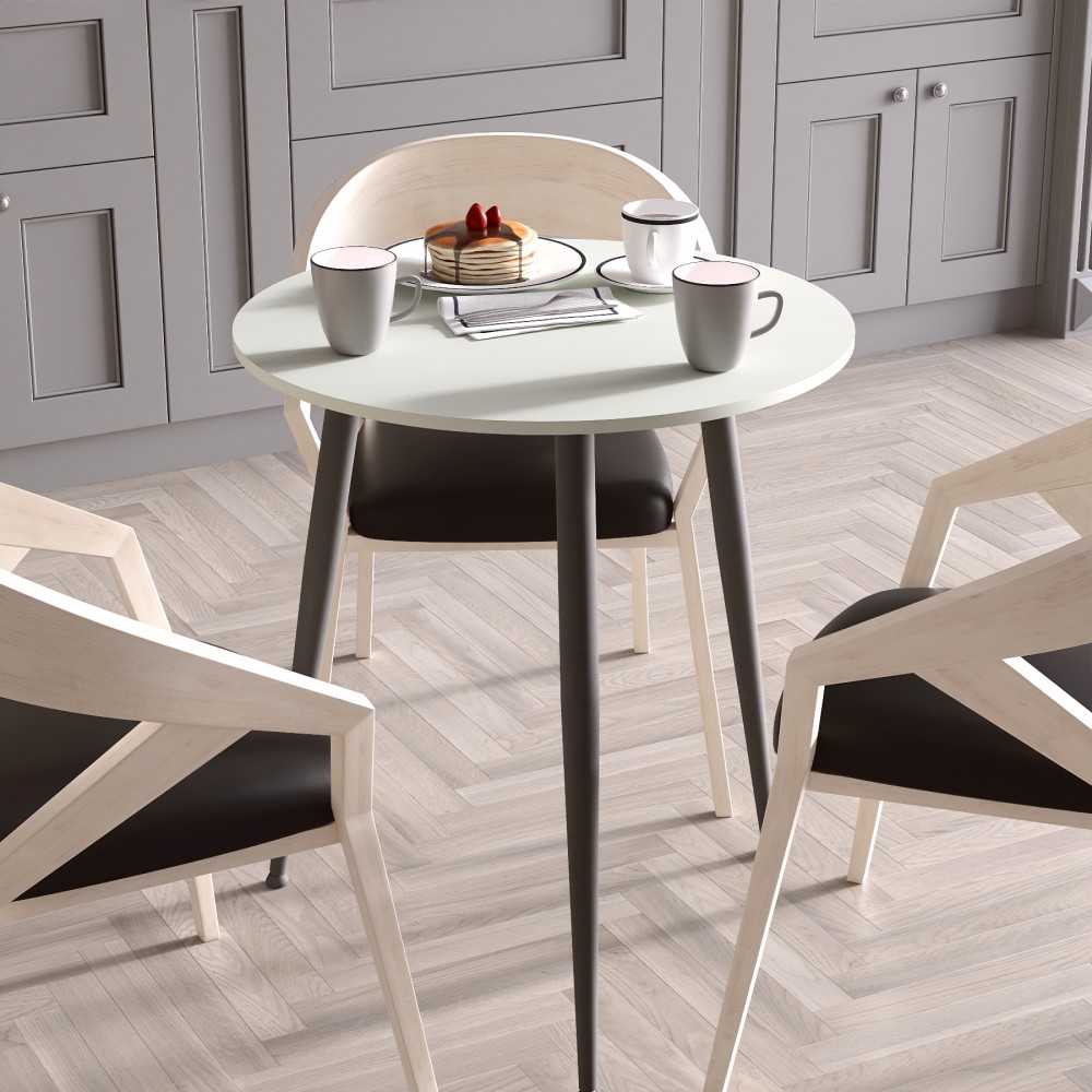 Стол круглый OPTIMA 3 ноги на конус Ferrum-decor 750x670x670 Черный металл ДСП Кашемир 16 мм (FRD-107556)