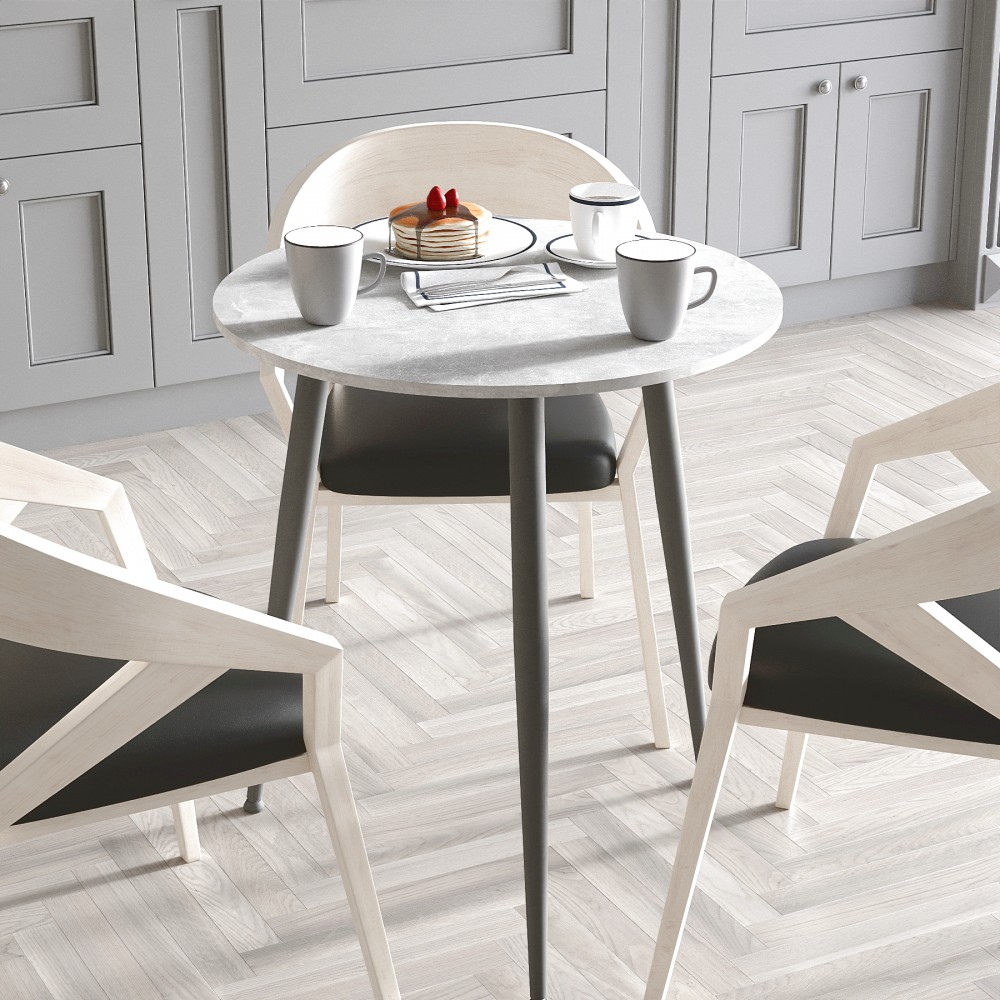 Стол круглый OPTIMA 3 ноги на конус Ferrum-decor 750x670x670 Черный металл ДСП Бетон 16 мм (FRD-107446)
