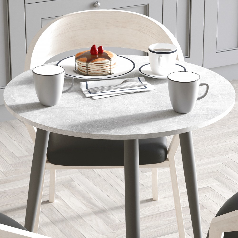 Стол круглый OPTIMA 3 ноги на конус Ferrum-decor 750x670x670 Черный металл ДСП Бетон 16 мм (FRD-107446)