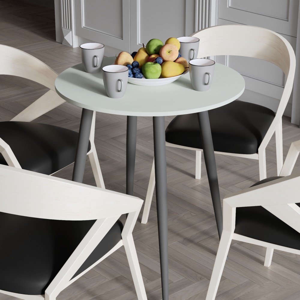Стол круглый OPTIMA 4 ноги на конус Ferrum-decor 750x670x670 Черный металл ДСП Кашемир 16 мм (FRD-107566)