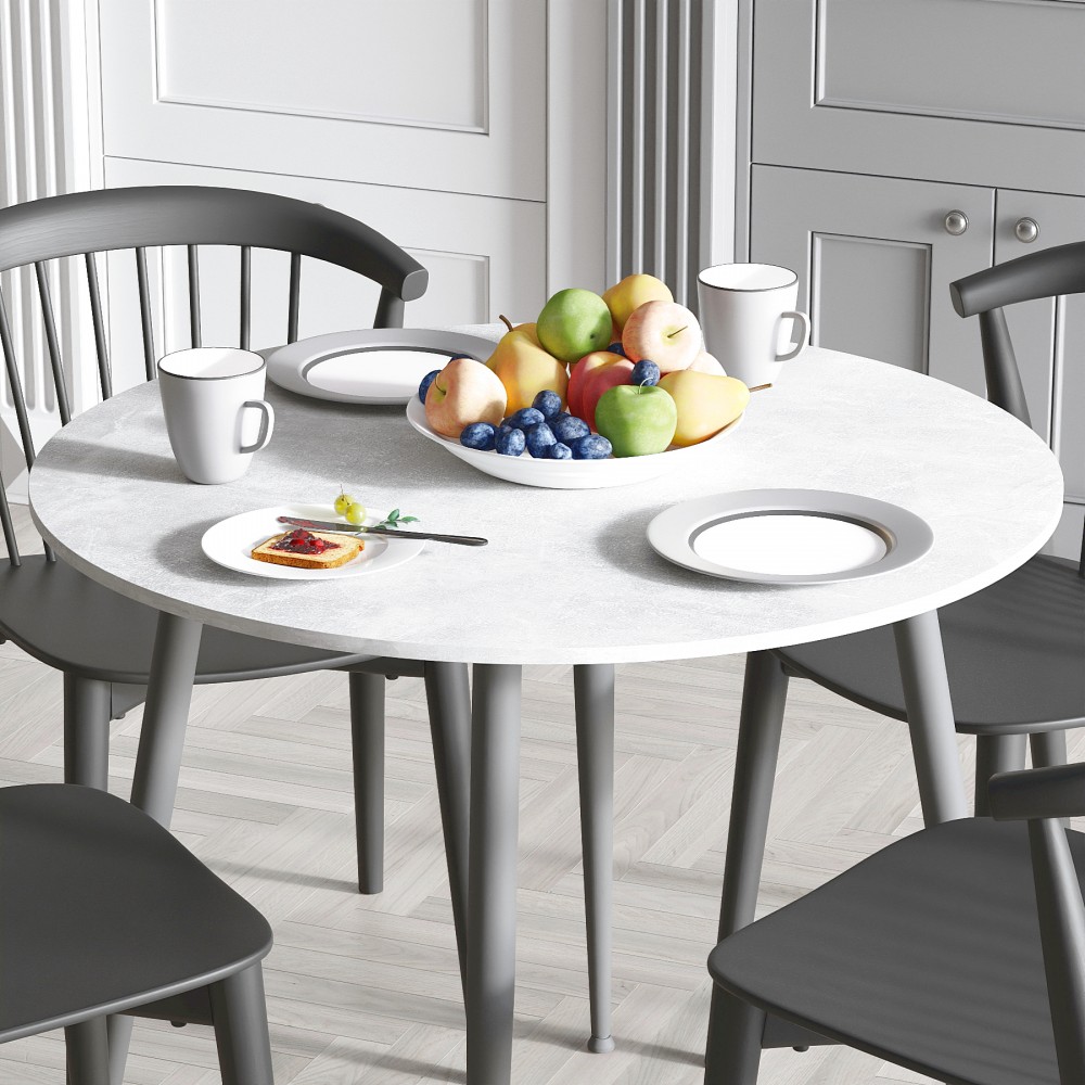 Круглий стіл OPTIMA 5 ніжки конусні Ferrum-decor 750x900x900 Чорний метал ДСП Бетон 16 мм (FRD-107486)