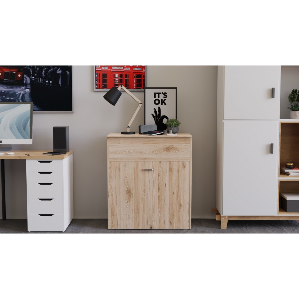 Кровать трансформер комод ASCET 3 Ferrum-decor 920x2000x700 Черный металл ДСП Дуб Сан-Марино 16 мм (FRD-107336)