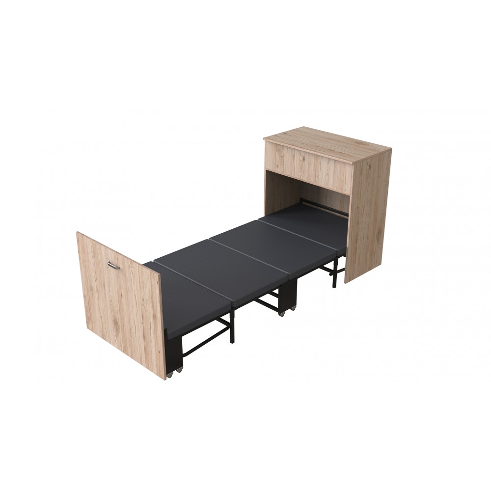 Кровать трансформер комод ASCET 3 Ferrum-decor 920x2000x700 Черный металл ДСП Дуб Сан-Марино 16 мм (FRD-107336)