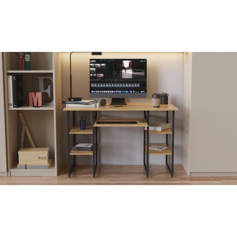 Компьютерный стол Ferrum-decor Тим 75x140x60 черный ДСП Дуб Артизан 32мм (FRD-106956)