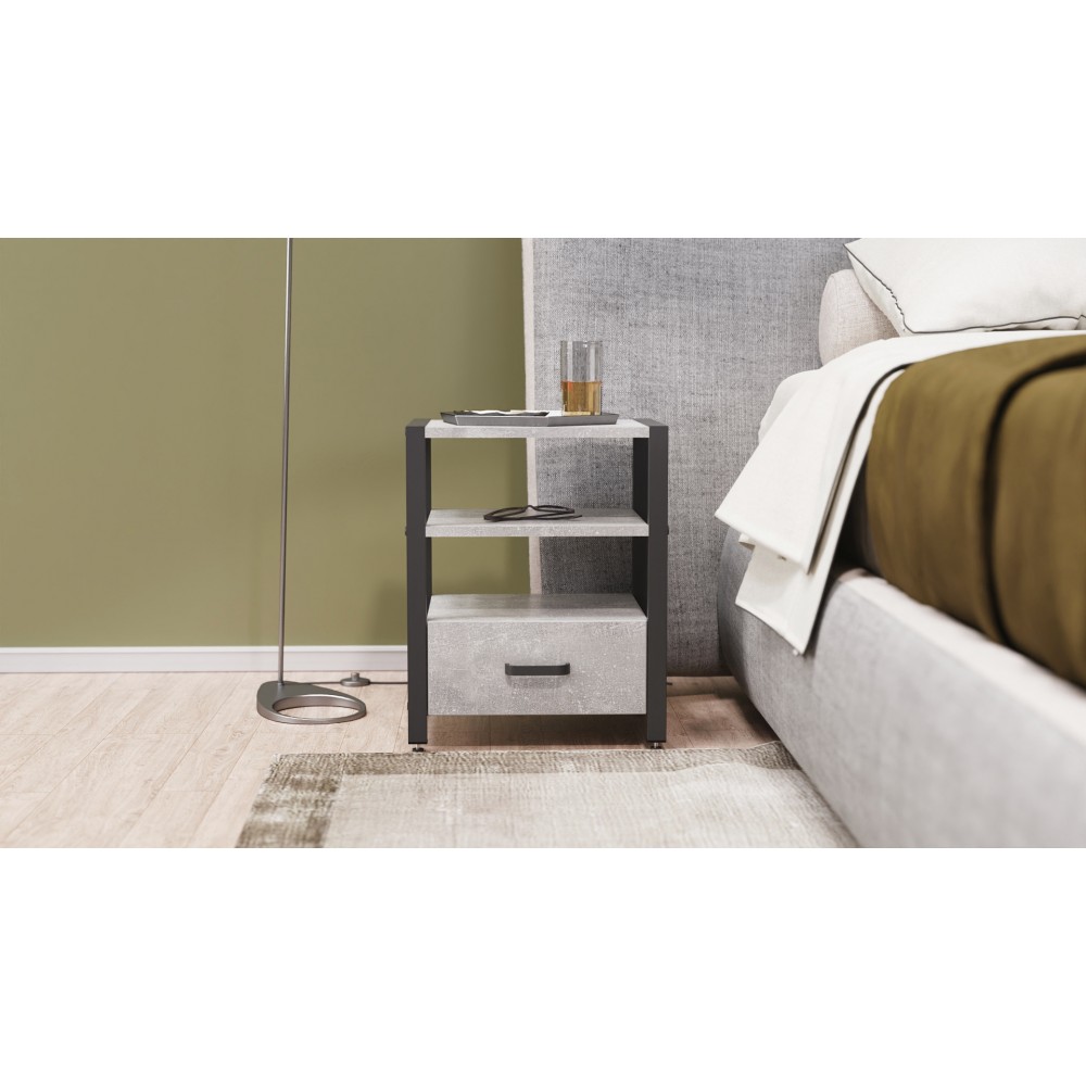 Тумба универсальная Ferrum-decor Вивьен 1/1 50x41x40 черный ДСП Бетон 16мм (FRD-106936)