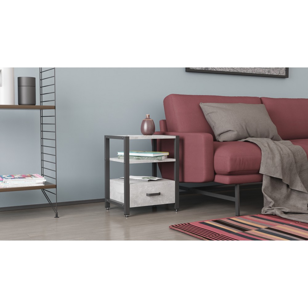 Тумба универсальная Ferrum-decor Вивьен 1/1 50x41x40 черный ДСП Бетон 16мм (FRD-106936)