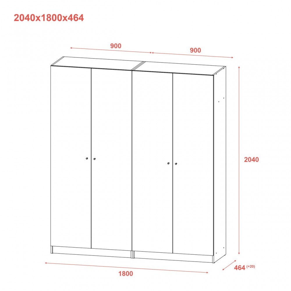 Шафа для одягу Doros Промо Антрацит 2+2 ДСП 180х48х204 (42005333) (DRS-012163)