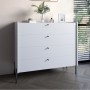 Комод с 4 ящиками LION Wood с черными ножками 100х90х45 см Нимфея Альба (белый) (LION-042983) ТОП
