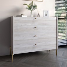 Комод із 4 шухлядами LION Wood із золотими ніжками 100х90х45 см Самоа Димчастий (LION-042962)