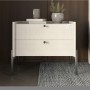 Тумба прикроватная LION Wood с двумя ящиками Бетон style (черные ножки) (LION-041339)