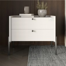 Тумба приліжкова LION Wood з двома шухлядами Німфея Альба (білий) (чорні ножки) (LION-041358) ТОП