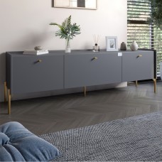Тумба під телевізор на 3 шухляди LION Wood з золотими ніжками 160х65х40 см Антрацит (LION-042987)