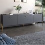 Тумба під телевізор на 3 шухляди LION Wood з золотими ніжками 160х65х40 см Антрацит (LION-042987)