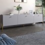 Тумба під телевізор на 3 шухляди LION Wood з золотими ніжками 160х65х40 см Кашемір (LION-042996)