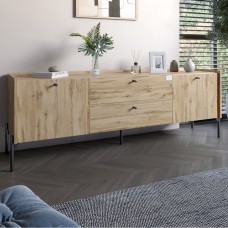Тумба під телевізор з шухлядами LION Wood з чорними ніжками 160х65х40 см Дуб Аппалачі (LION-043126)