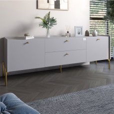 Тумба під телевізор з шухлядами LION Wood з золотими ніжками 160х65х40 см Кашемір (LION-043117)