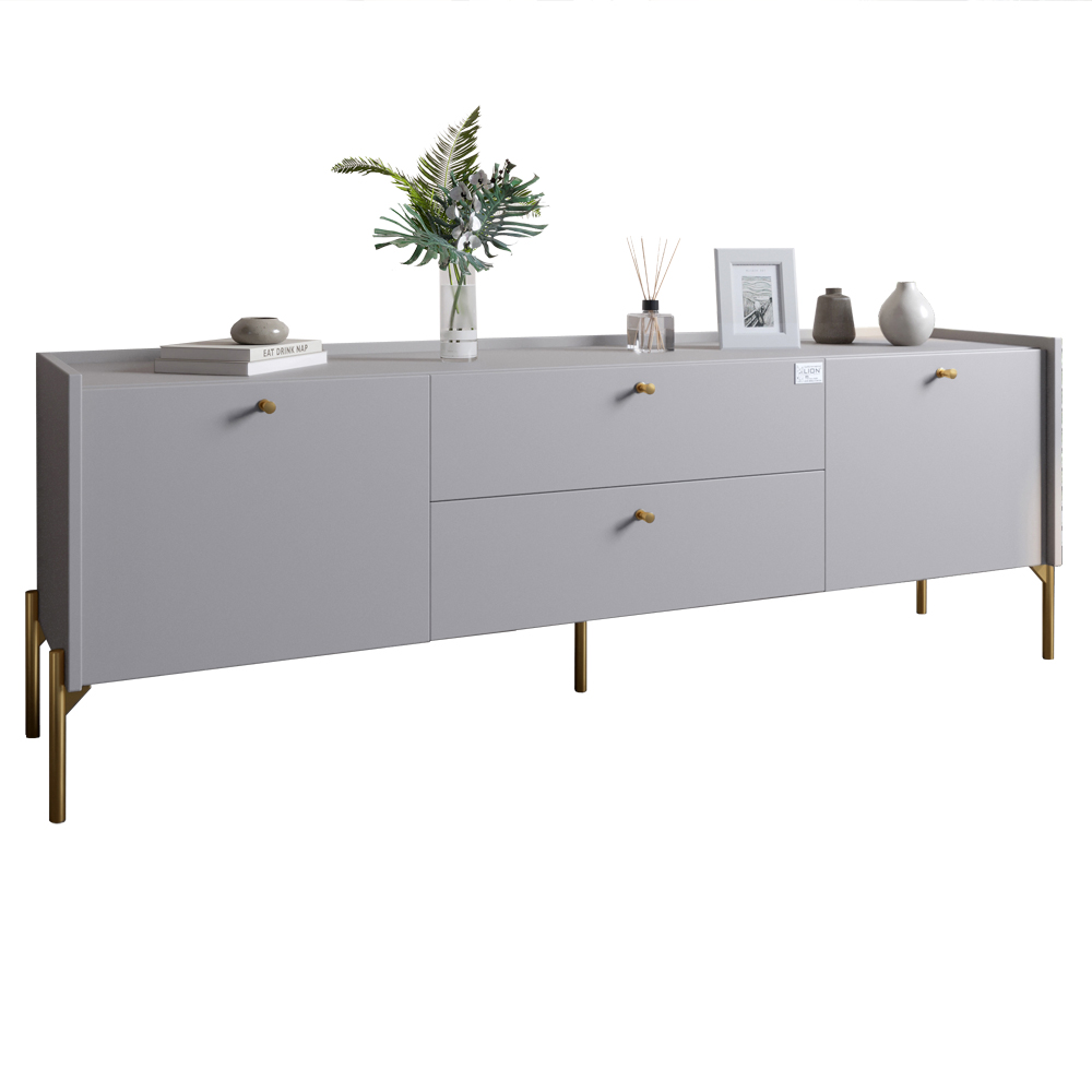 Тумба под телевизор с ящиками LION Wood с золотыми ножками 160х65х40 см Кашемир (LION-043117)