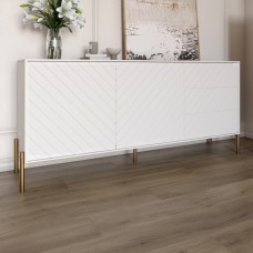 Комод с золотыми металлическими ножками LION Амарант 168x40x76,5 см Бетон Style/Белый (LION-041955)