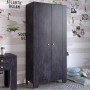 Шкаф распашной двухдверный в детскую комнату 900х450х1900 LION Инди Бетон темный (LION-041575)