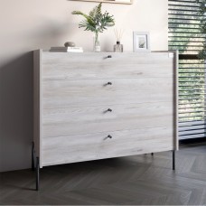 Комод с 4 ящиками LION Wood с черными ножками 100х90х45 см Самоа Дымчатый (LION-042985)