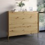Комод с 4 ящиками LION Wood с золотыми ножками 100х90х45 см Дуб Артизан (LION-042964)