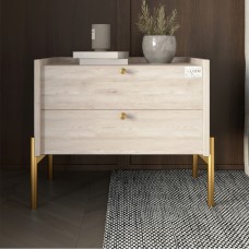 Тумба приліжкова LION Wood з двома шухлядами Самоа Димчастий (золоті ножки) (LION-041344)