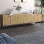 Тумба под телевизор на 3 ящика LION Wood с черными ножками 160х65х40 см Дуб Артизан (LION-043098)
